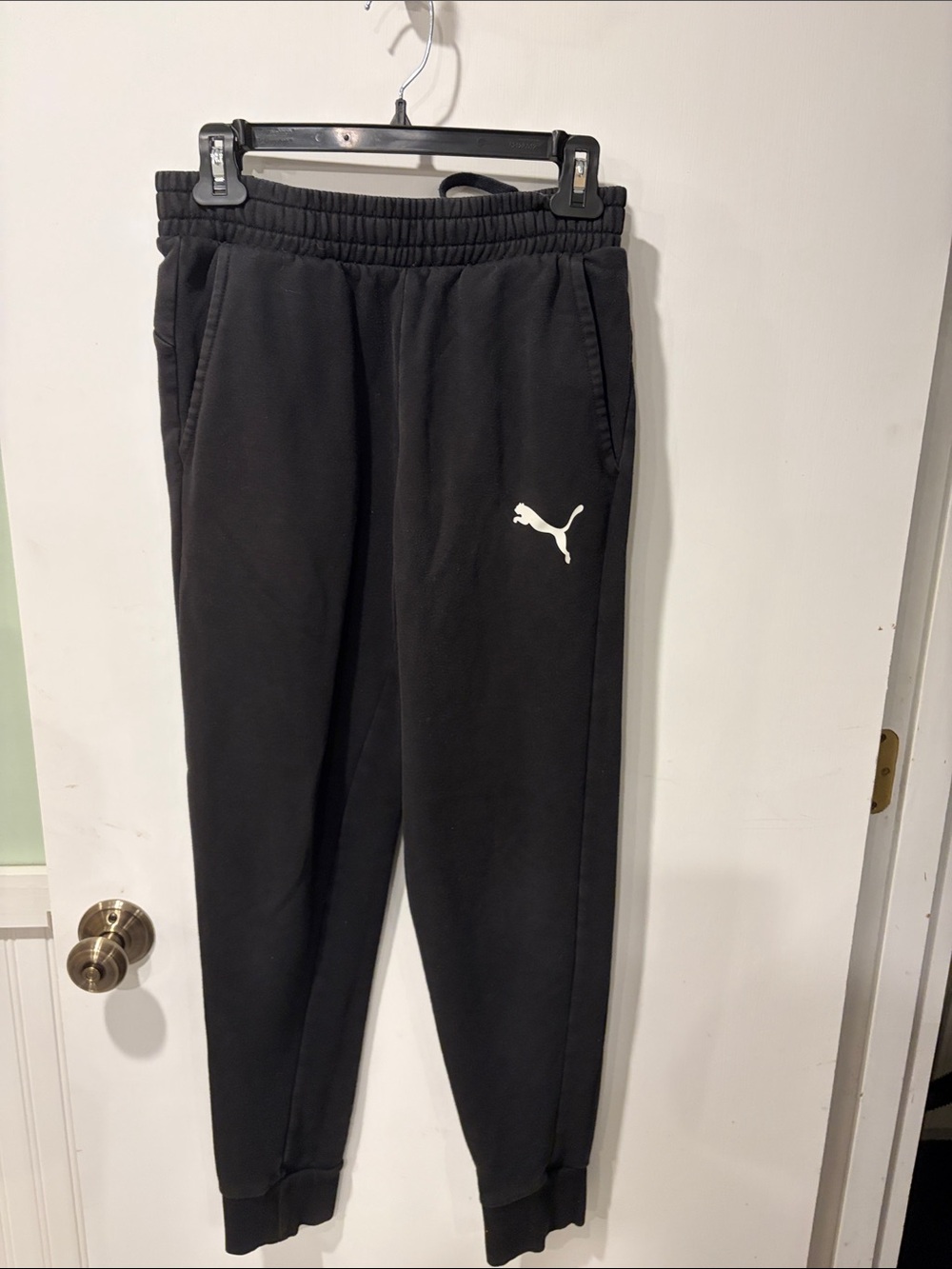 Puma Black Joggers with White Puma Logo small